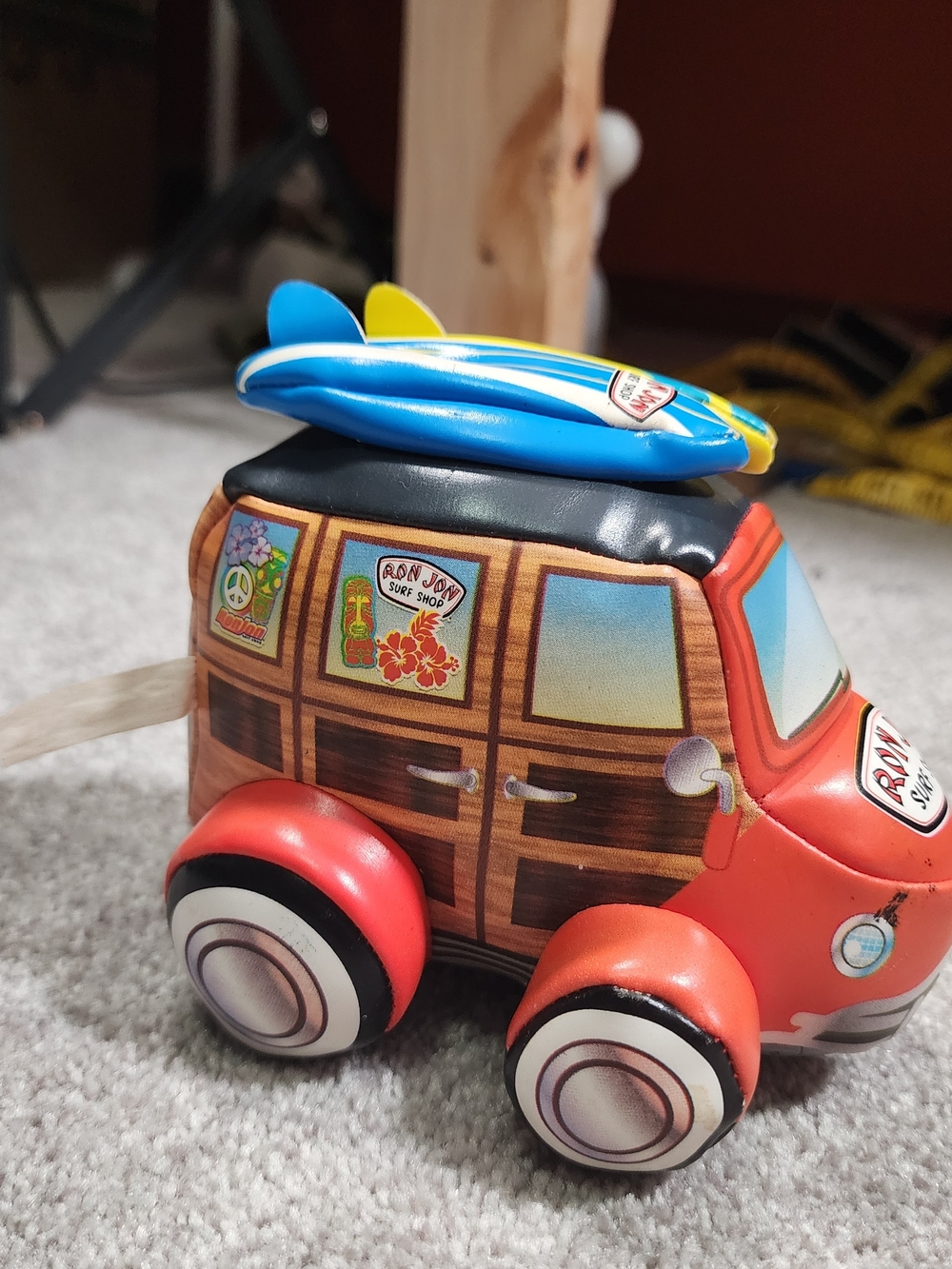 Kids Red Surf Van Toy with Blue & Yellow Surfboard